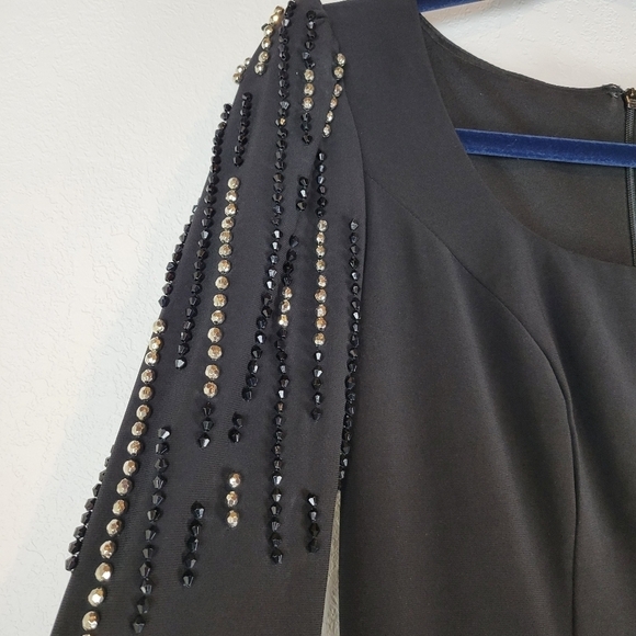 NWT Alex & Eve Embellished Puff-Shoulder Long Sleeve Black Dress Size 4 - Picture 5 of 11